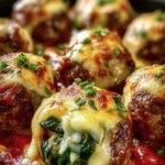 Cheesy Spinach Stuffed Meatballs First Image
