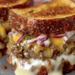 Gourmet Grilled Cheeseburger Sandwich First Image