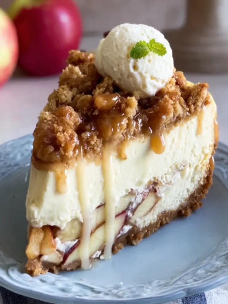 Creamy Apple Crumble Cheesecake First Image