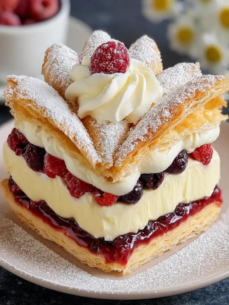 Flaky Berry Cream Millefeuille Cake First Image