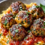 Delightful Baked Rosemary Chicken Meatballs with Tomato Orzo First Image