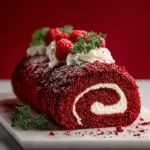 Decadent Red Velvet Yule Log Cake for the Holidays First Image