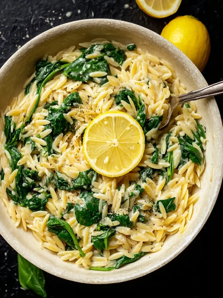 One-Pot Creamy Lemon Orzo with Spinach First Image