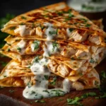 Cheesy Hot Honey Chicken Quesadillas with Spicy Jalapeño Cream Sauce First Image