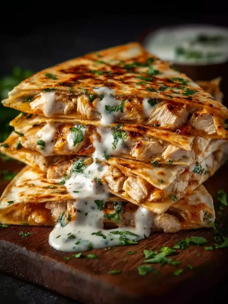 Cheesy Hot Honey Chicken Quesadillas with Spicy Jalapeño Cream Sauce First Image