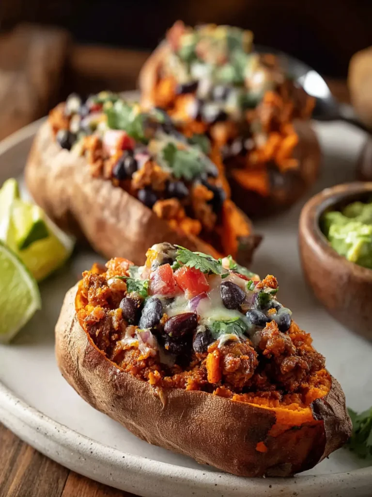 Turkey Taco Stuffed Sweet Potatoes with Black Beans First Image