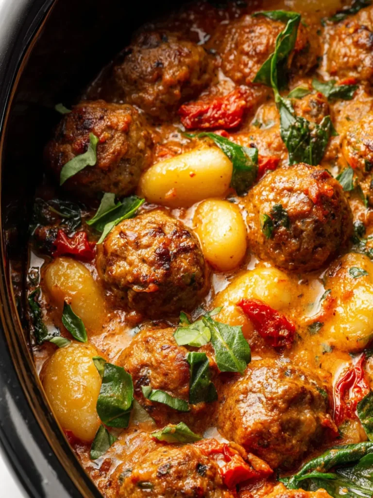 Slow Cooker Tuscan Meatballs With Gnocchi First Image